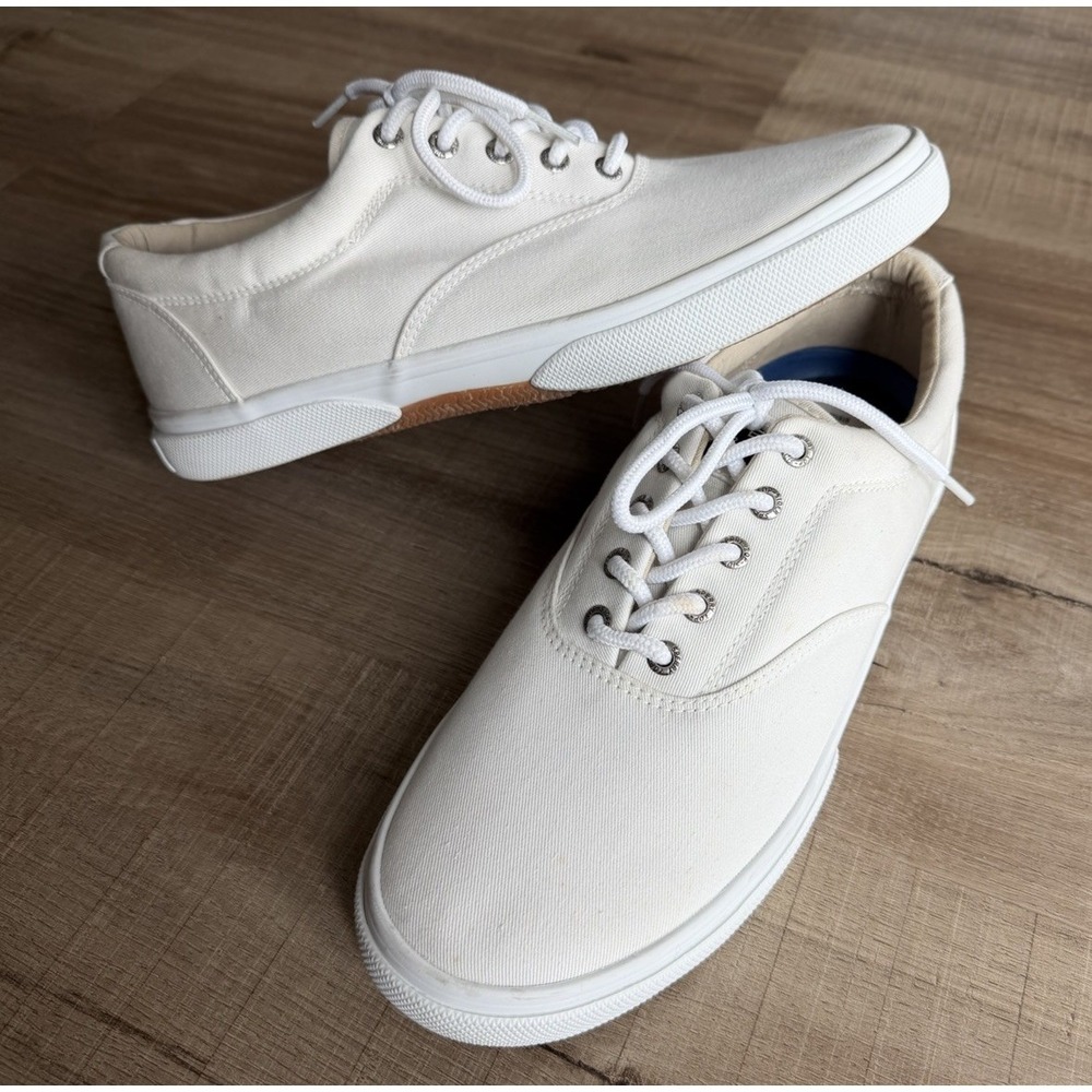Sperry Top-Sider White Canvas Lace Up Men's Sneakers Breathable Nautical Casual